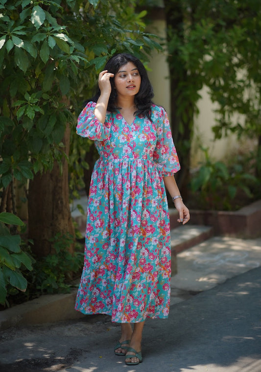 Bloom Aquablue Georgette Dress