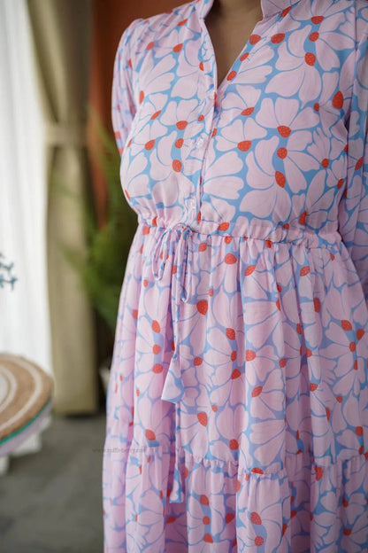 Niva IceBlue Floral Georgette Dress