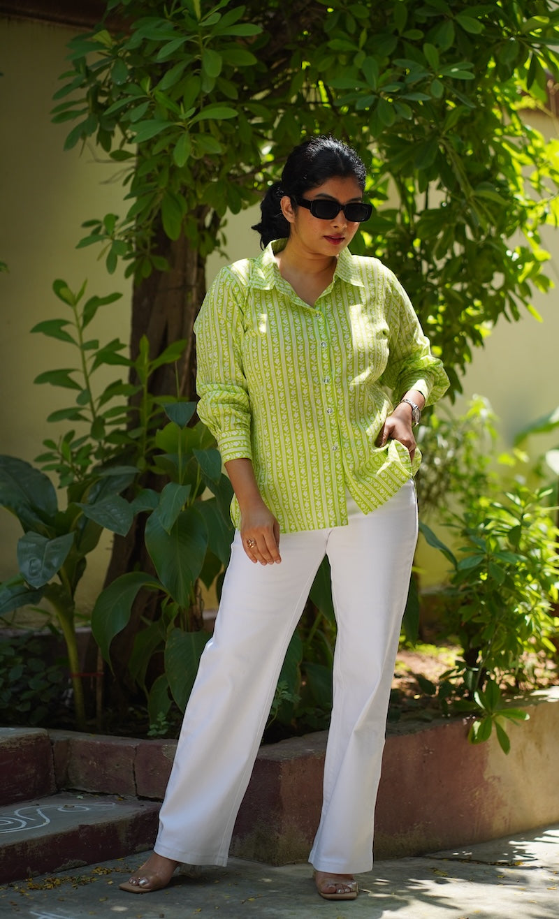 green cotton shirt