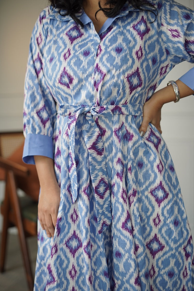 Elira QuiltBlue Cotton Dress