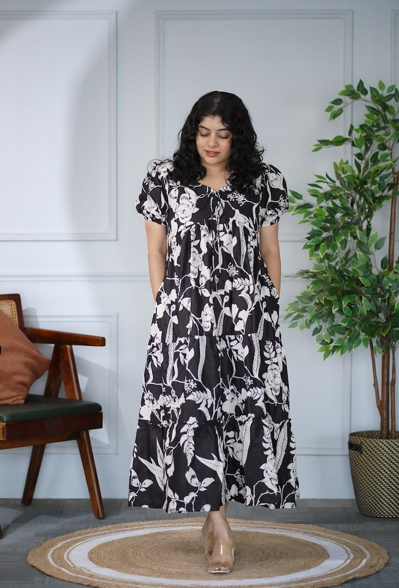 elira blackwhite cotton dress