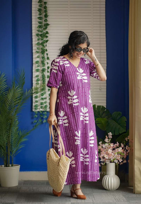 Augusta Purple Aline Cotton Dress image 0