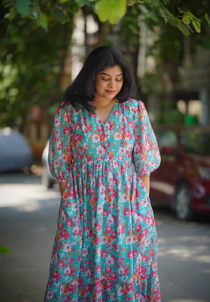 Bloom Aquablue Georgette Dress