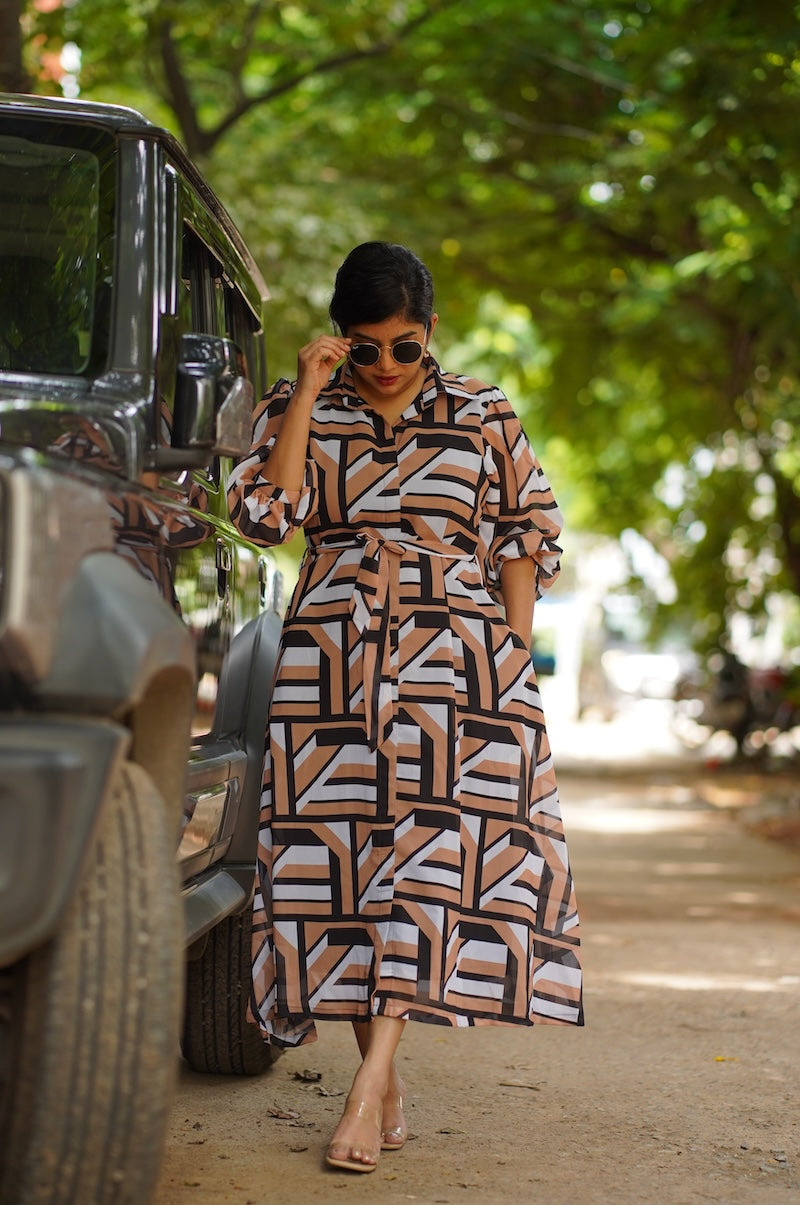 maple abstract georgette shirt dress image 4