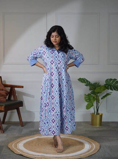 Elira QuiltBlue Cotton Dress