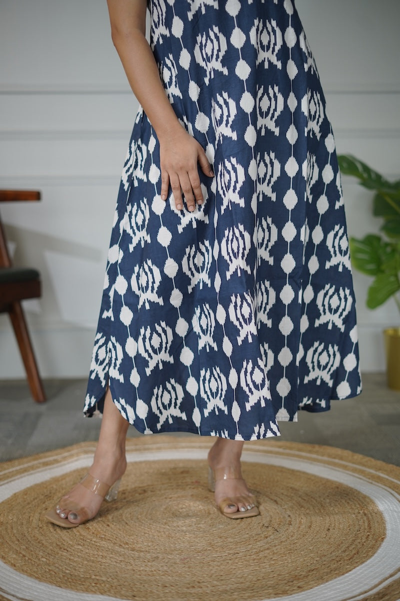 Elira NavyBlue Cotton Dress