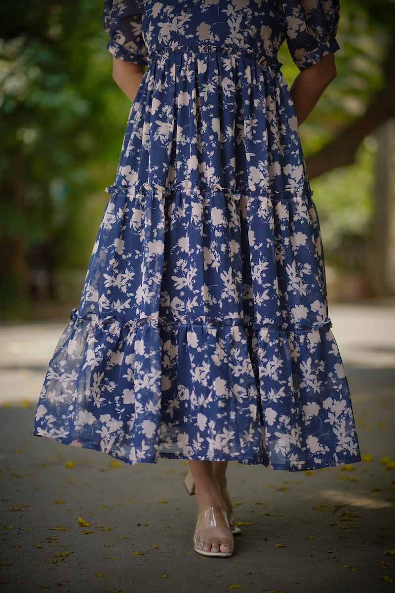 Celia Indigo Georgette Dress