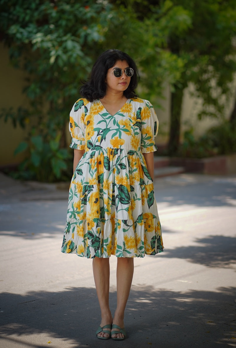Emily Lemon Cotton Dress
