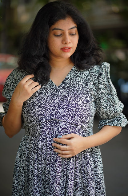 Ruva Abstract Black Cotton Dress image 6