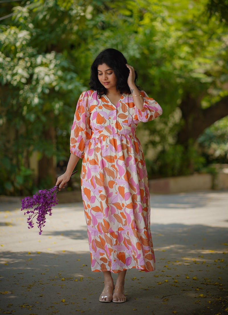 Savina Multifloral Georgette Dress