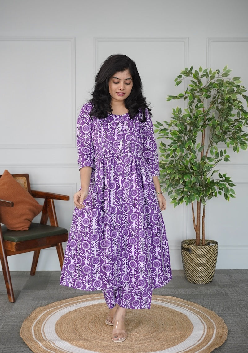 Violet A-line Cotton Co-ord Set image 4