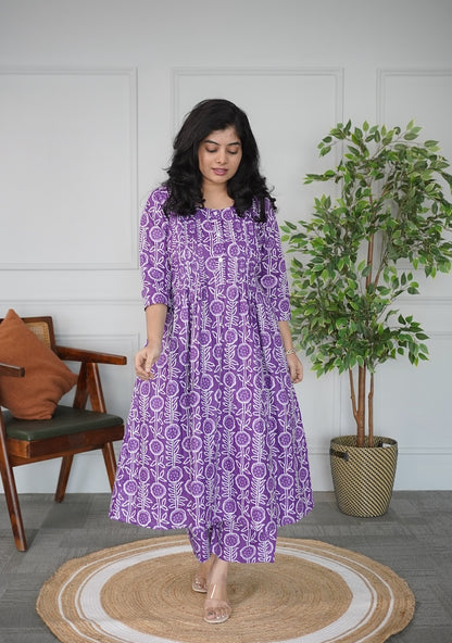 Violet A-line Cotton Co-ord Set image 4