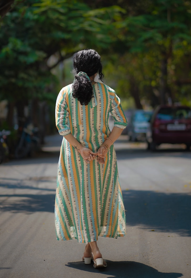 hoyna stripes georgette dress