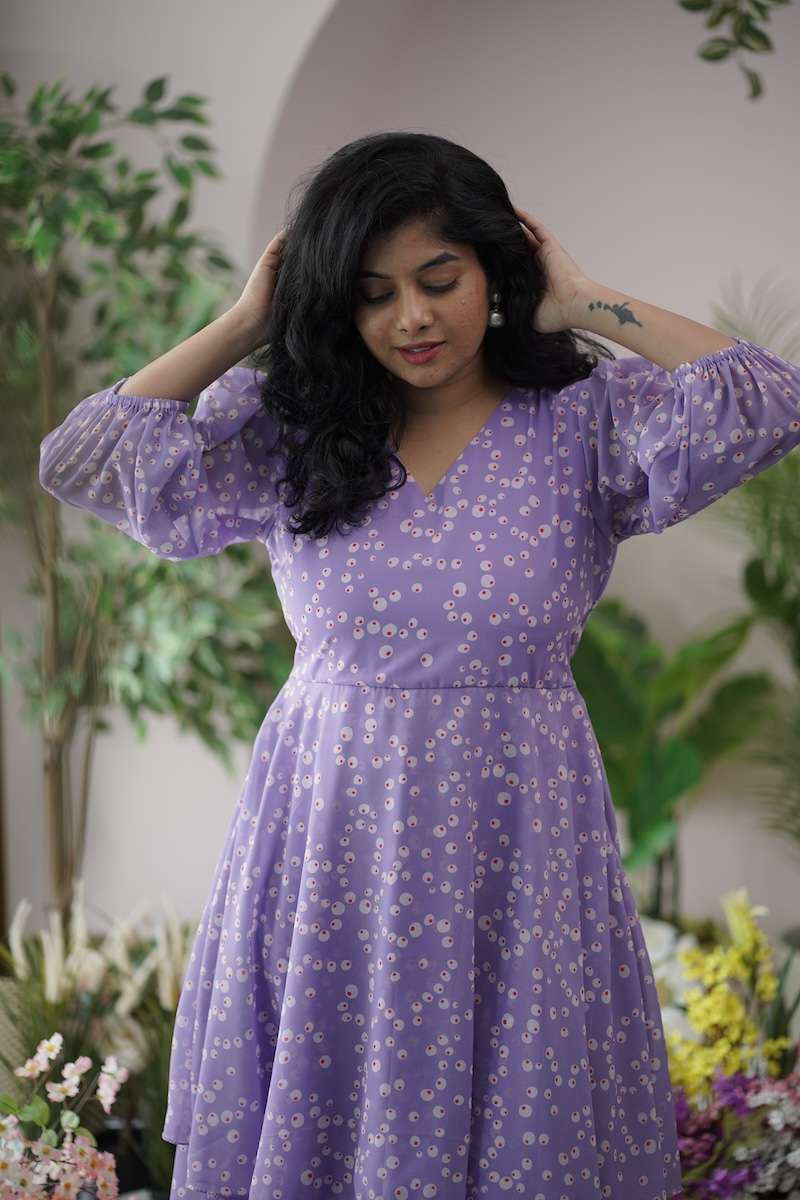 Maira Lilac Georgette Layered Dress