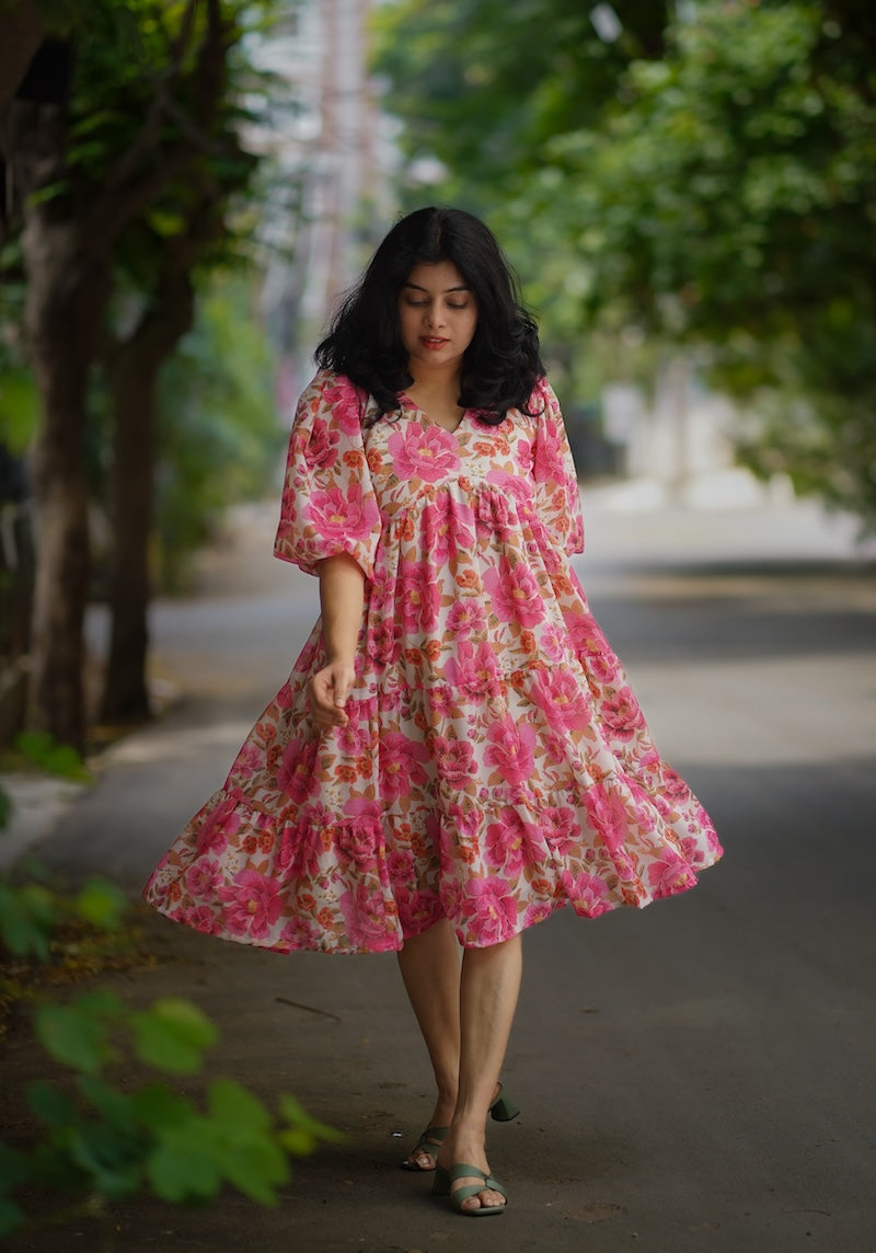 Bloom Roses Georgette Dress