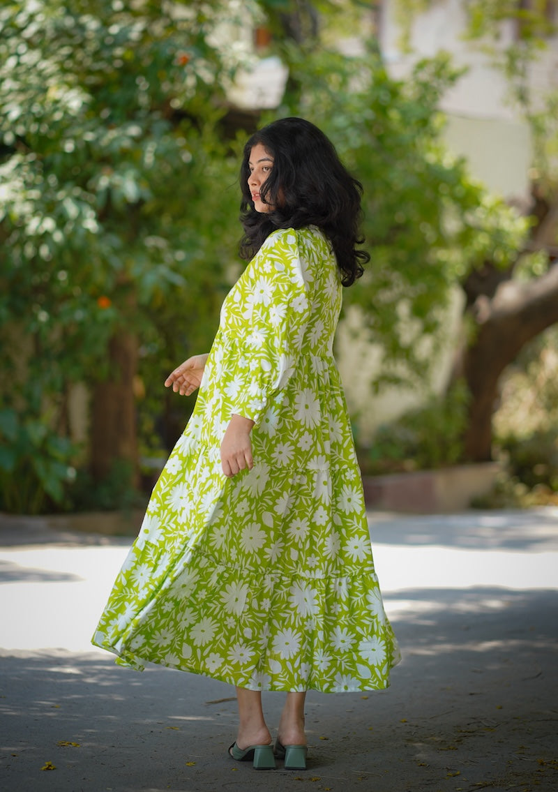 chelsea lime green cotton tier dress image 5