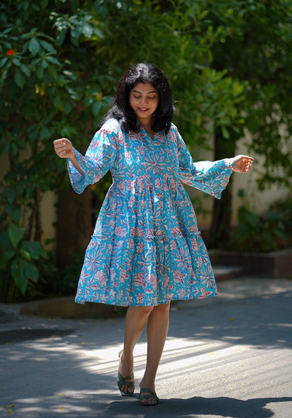 Emily Turquoise Cotton Dress