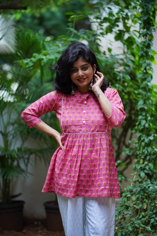 Pink Desi Short Kurti