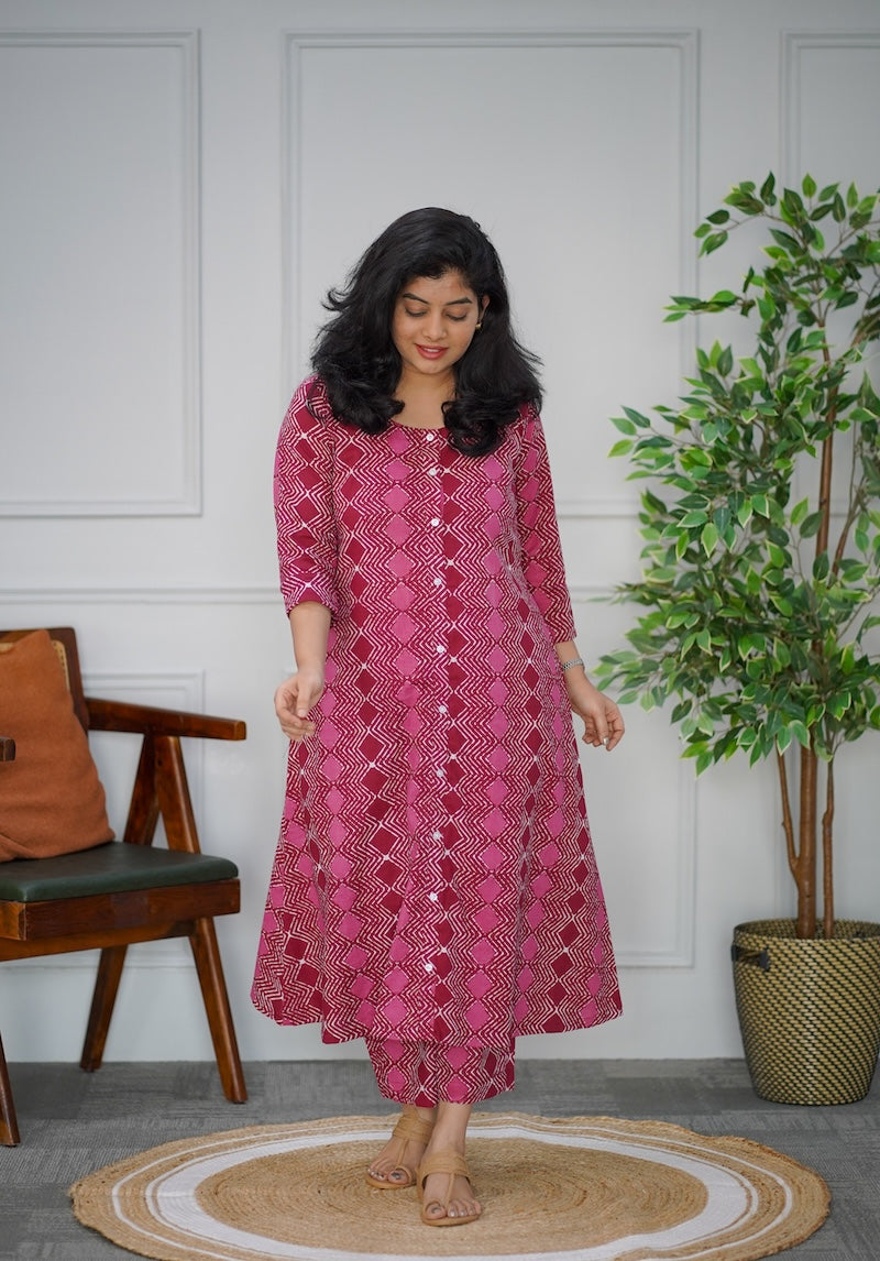 magenta cotton co-ord set