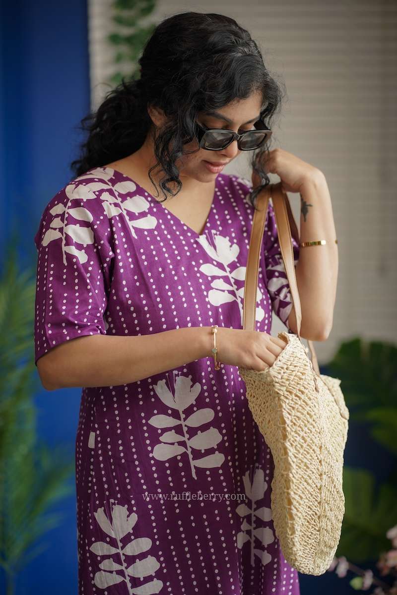 Augusta Purple Aline Cotton Dress image 8