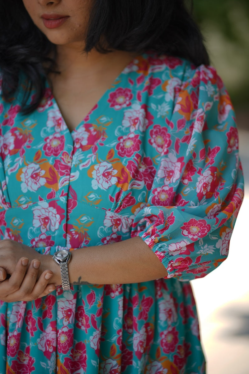 bloom aquablue georgette dress