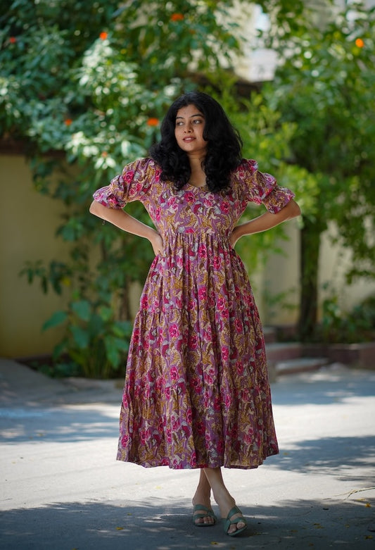 Chelsea Raspberry Cotton Tier Dress image 0