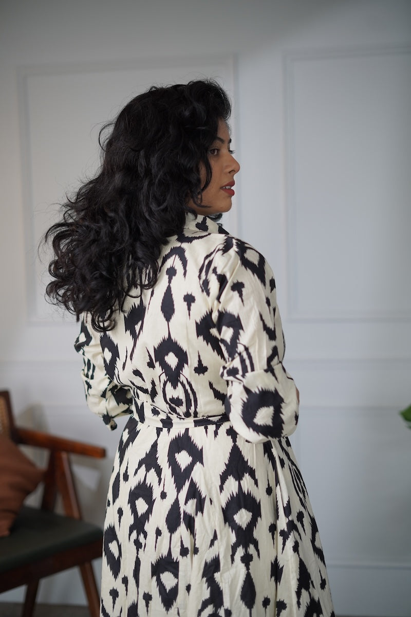 Elira Abstract Cotton Shirt Dress