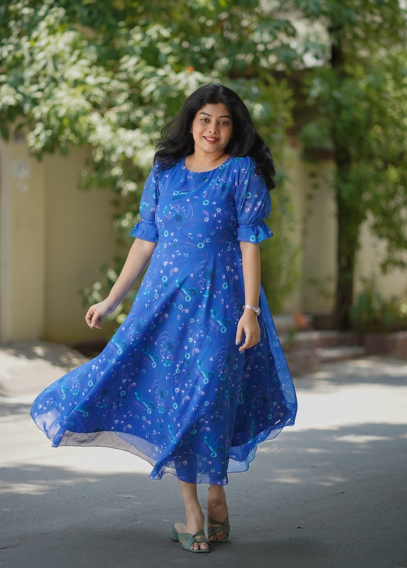 Bloom Azure Georgette Dress
