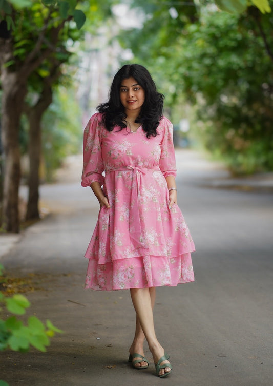 Bloom Bubblegum Georgette Dress (Copy)