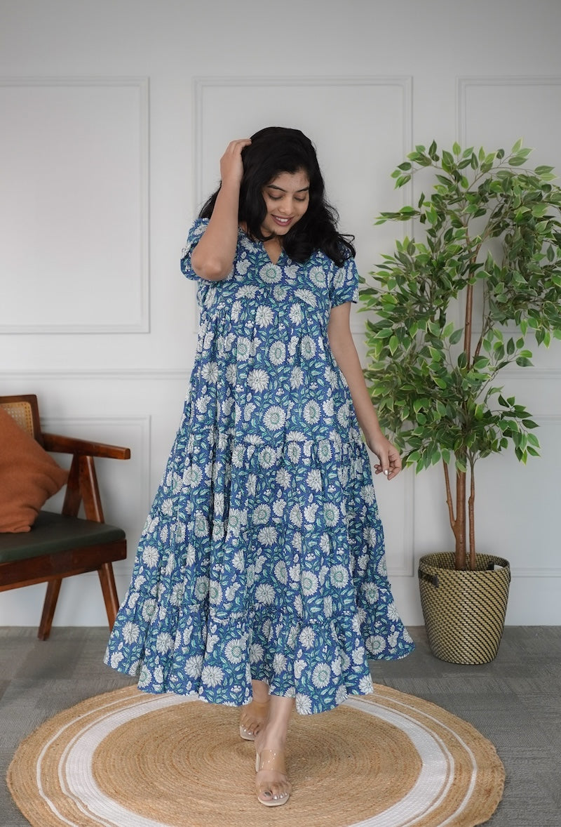 elira marlin blue cotton dress