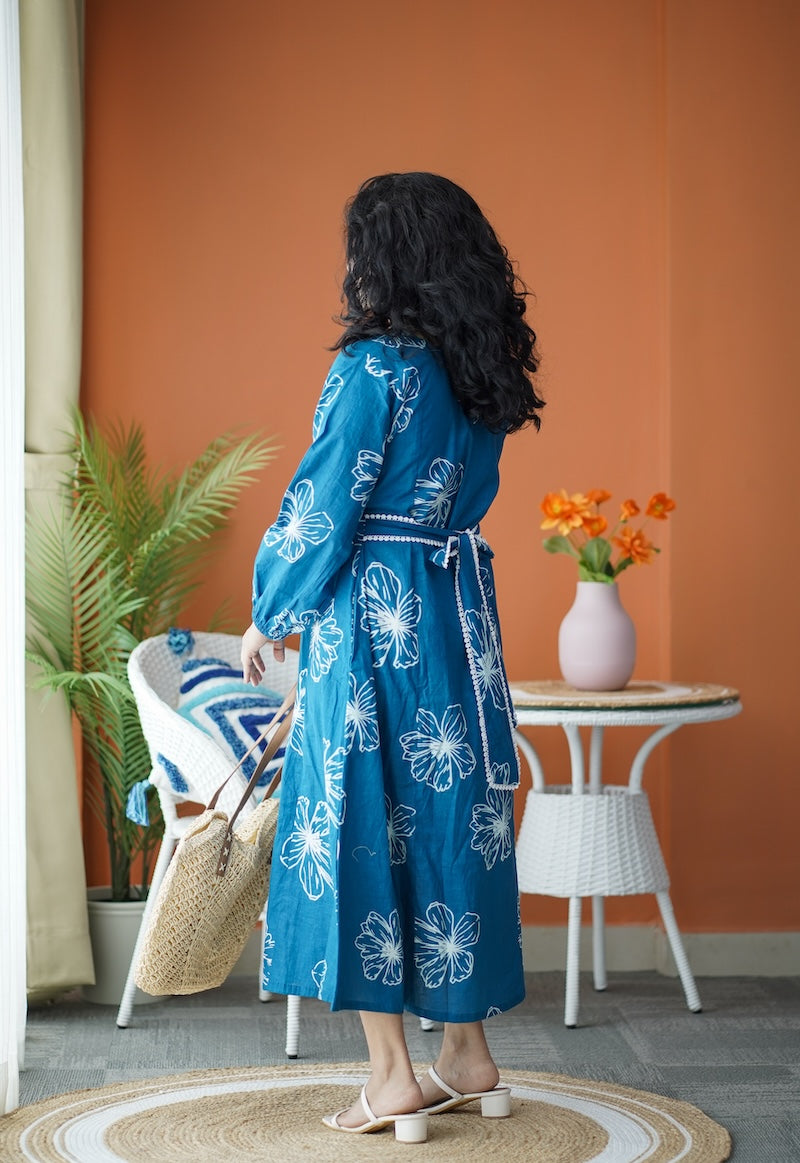 maroba teal blue cotton aline dress
