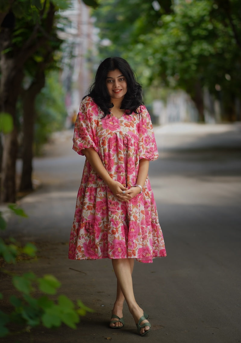 Bloom Roses Georgette Dress