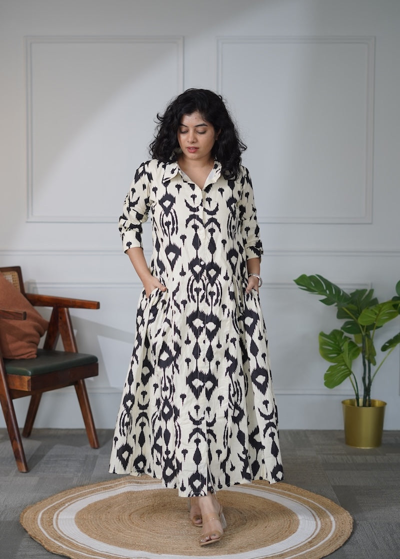 Elira Abstract Cotton Shirt Dress