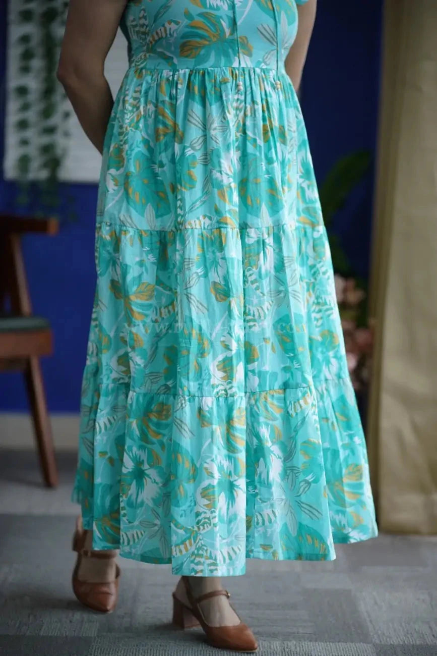 Augusta SeaGreen Cotton Tier Dress