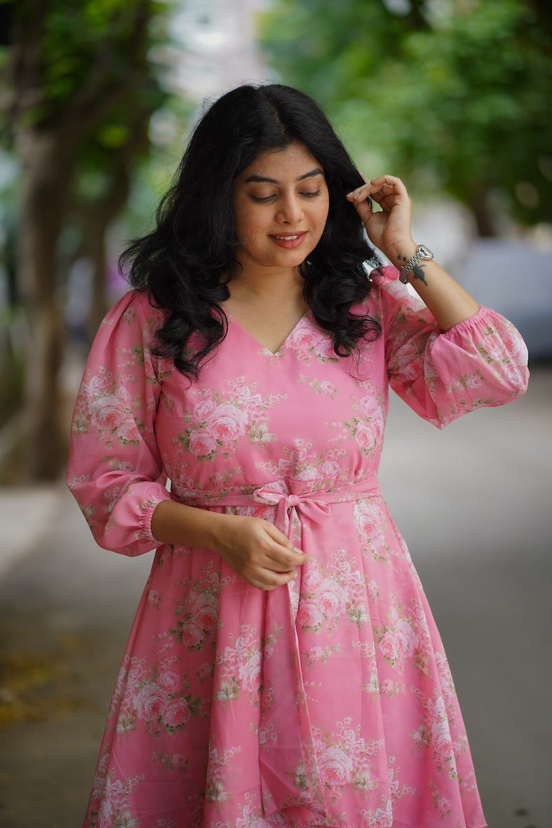 Bloom Bubblegum Georgette Dress (Copy)