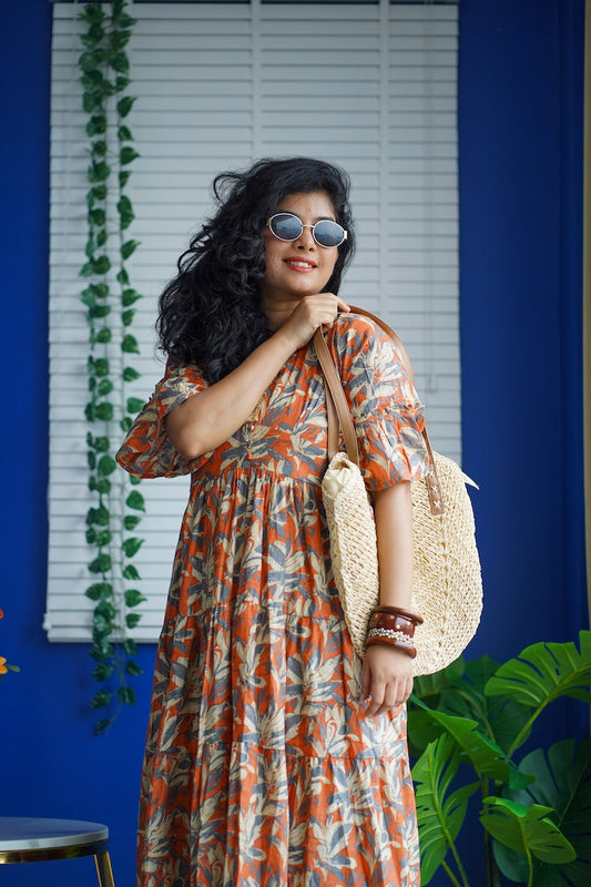 Maroba Rust Orange CottonTier Dress