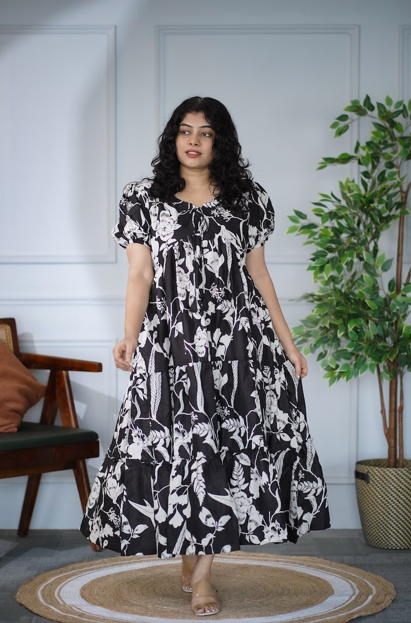 Elira BlackWhite Cotton Dress