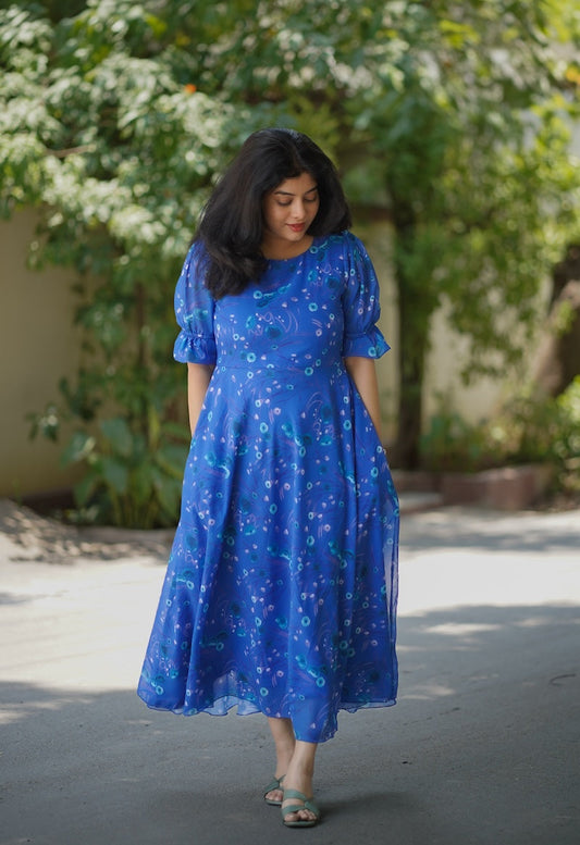 Bloom Azure Georgette Dress
