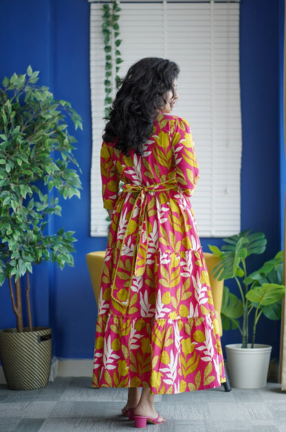 Maroba Pink Coral Cotton Tier Dress