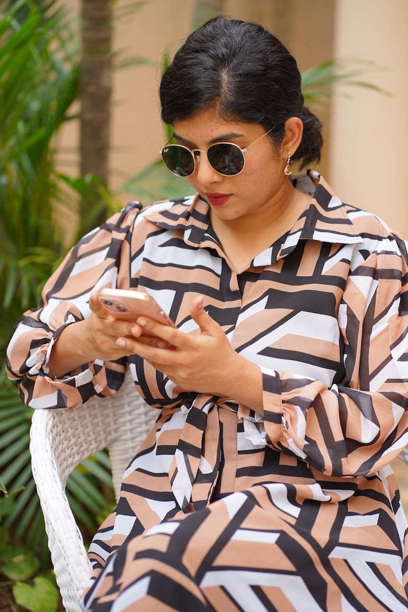 maple abstract georgette shirt dress image 5