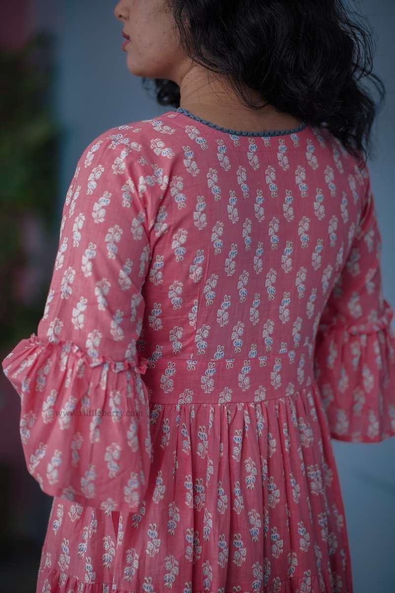Augusta Salmon Pink Cotton Tier Dress