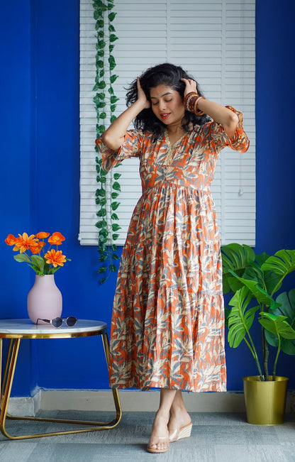 Maroba Rust Orange CottonTier Dress