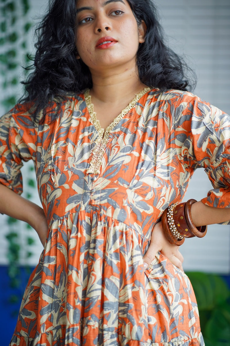maroba rust orange cottontier dress