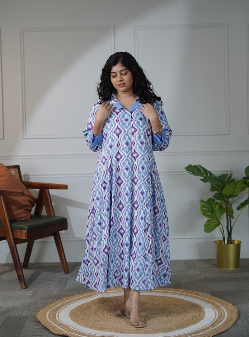 elira quiltblue cotton dress
