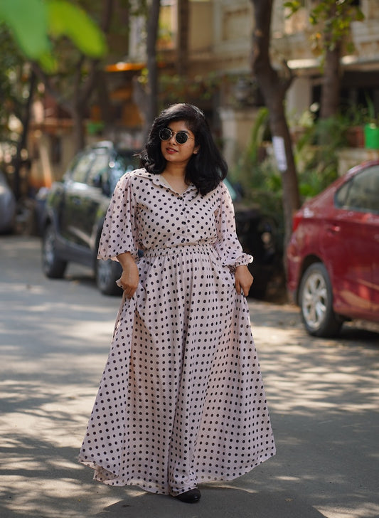 Cream Georgette Skirt Dress image 0