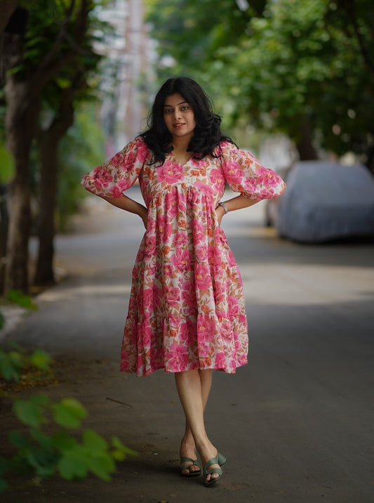 Bloom Roses Georgette Dress