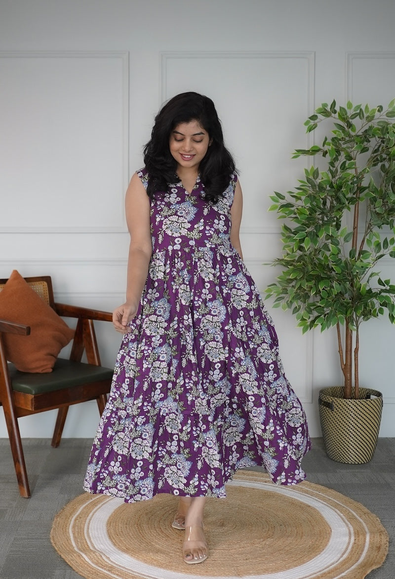 elira jamun cotton tier dress