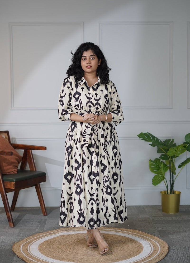 elira abstract cotton shirt dress