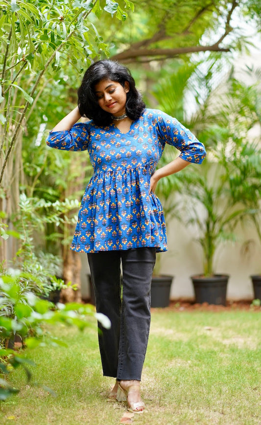 Angrakha Pleated Short Kurti