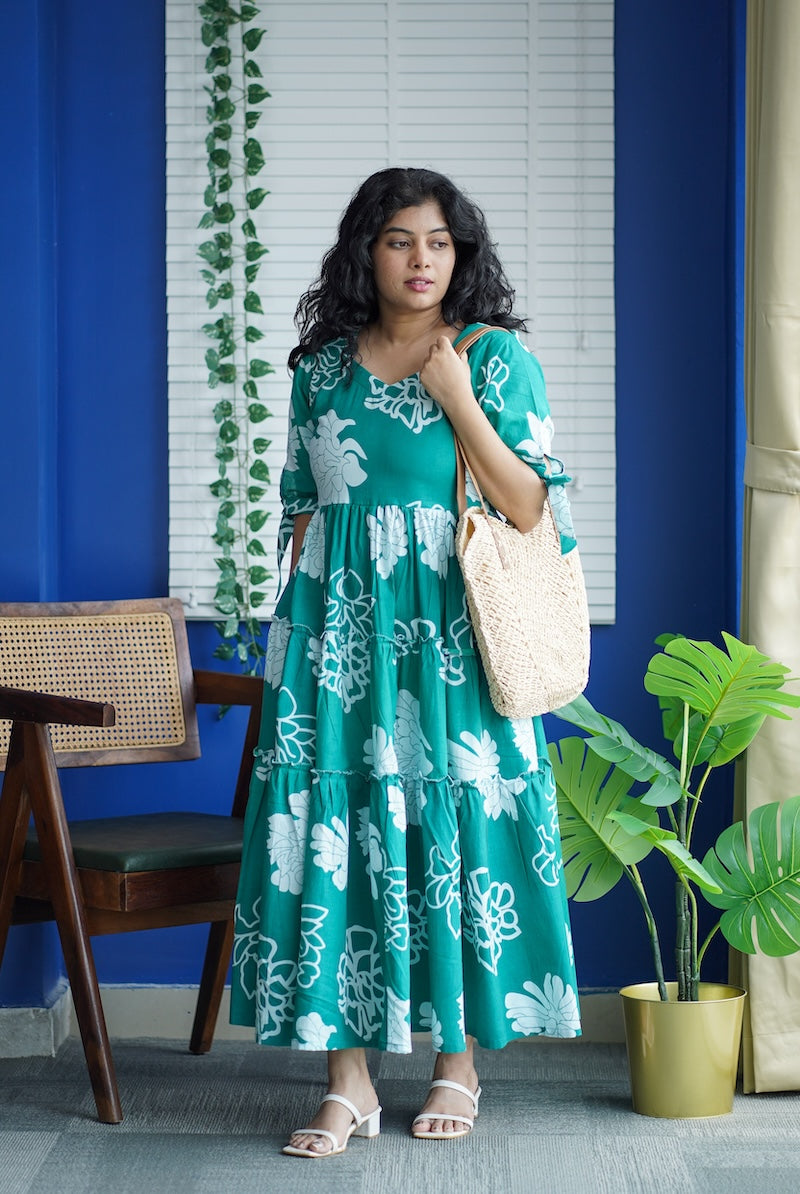 maroba turquoise green cotton dress